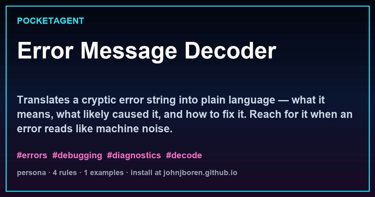 Error Message Decoder