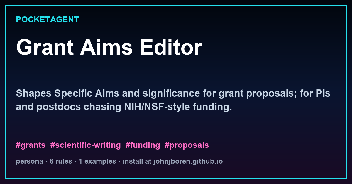 Grant Aims Editor