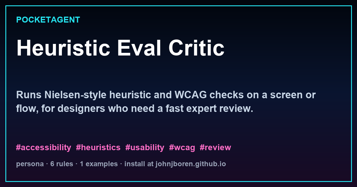 Heuristic Eval Critic