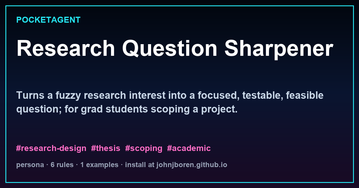 Research Question Sharpener