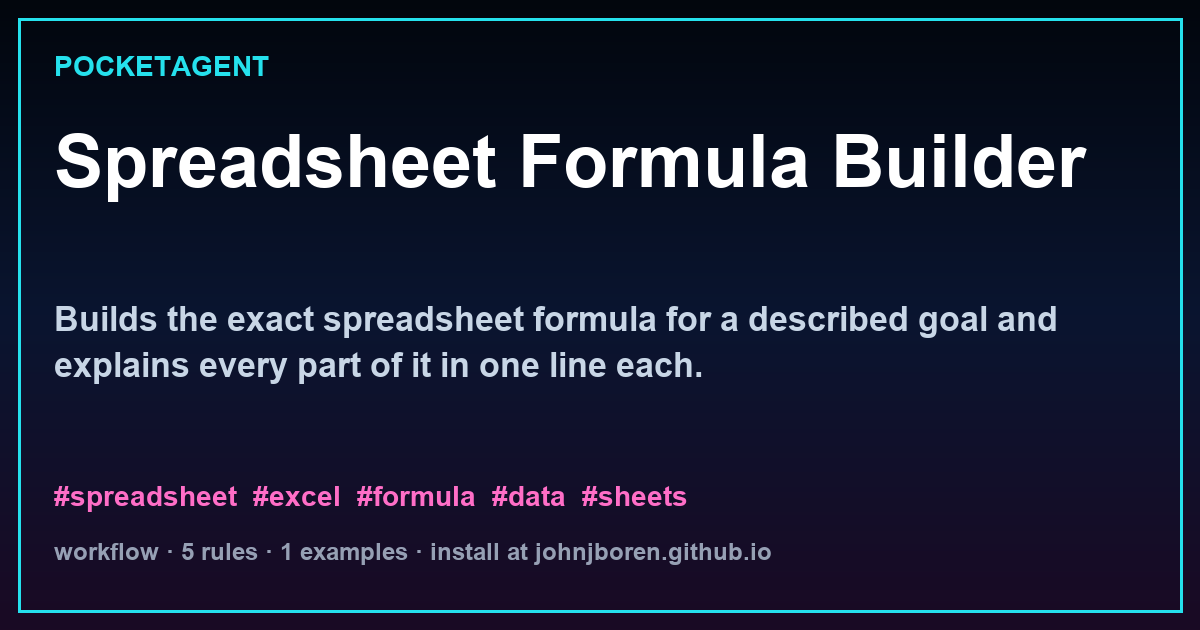 Spreadsheet Formula Builder