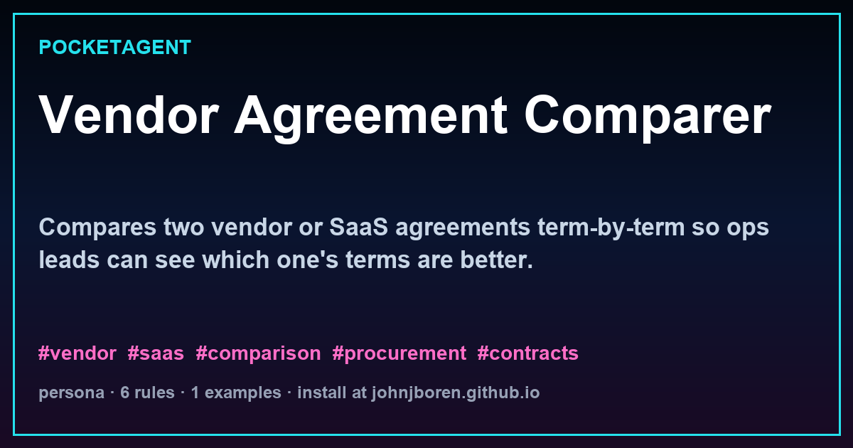 Vendor Agreement Comparer